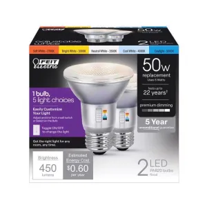 Feit LED PAR 20 E26 (Medium) LED Floodlight Bulb Tunable White/Color Changing 50 Watt Equivalence 2