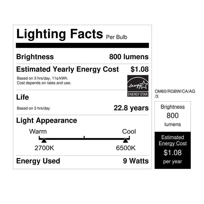 Feit Smart Home A19 E26 (Medium) Smart-Enabled LED Bulb Color Changing 60 Watt Equivalence 3 pk