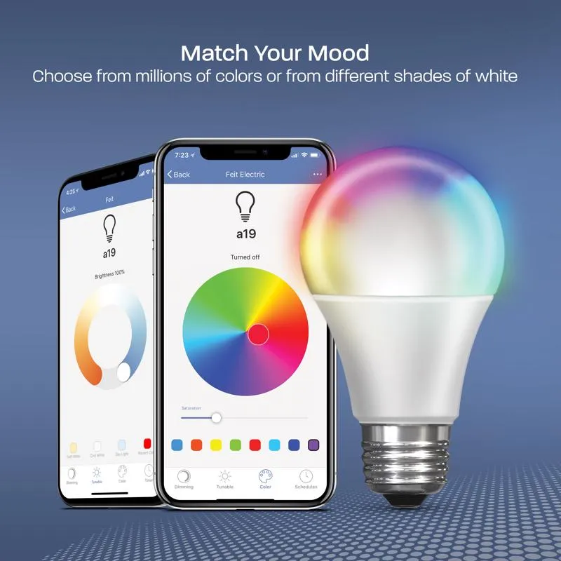 Feit Smart Home A19 E26 (Medium) Smart-Enabled LED Bulb Color Changing 60 Watt Equivalence 3 pk