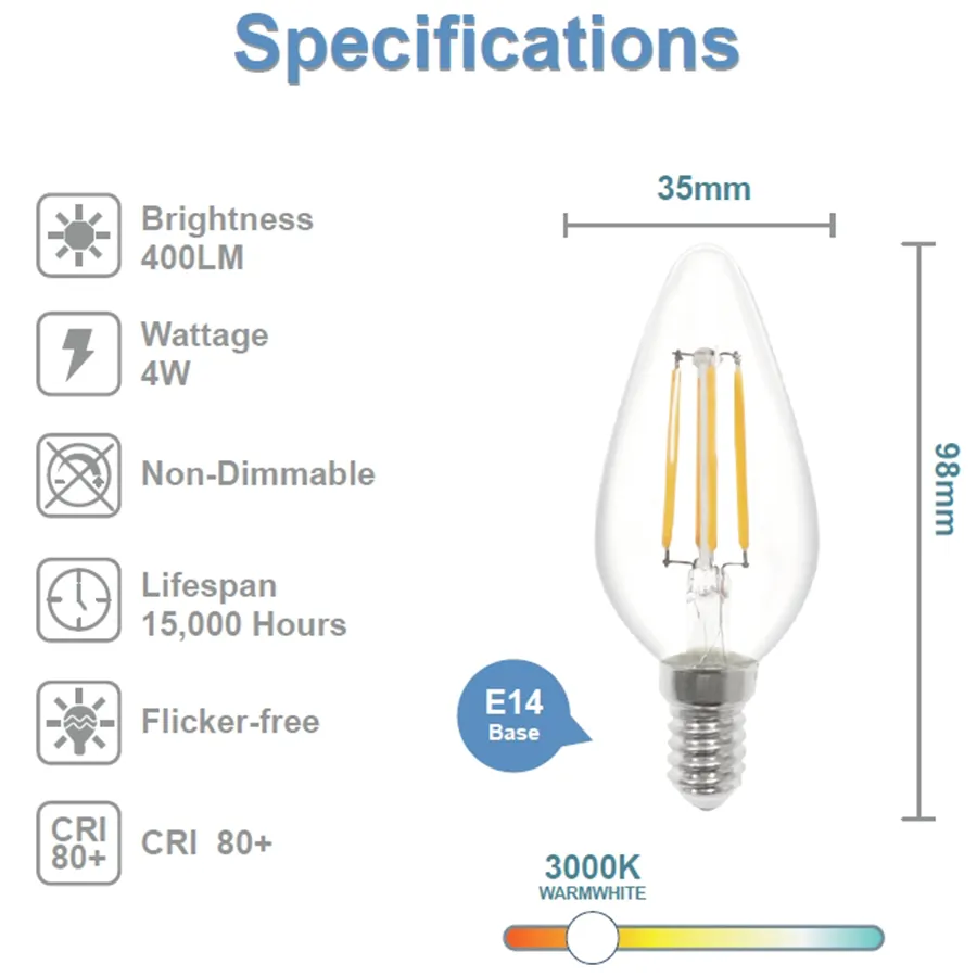 Filament Candlebulb Warmwhite 4W