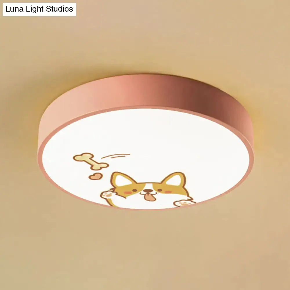 Fun Cartoon Pattern LED Flush Mount Ceiling Light for Kids' Bedrooms