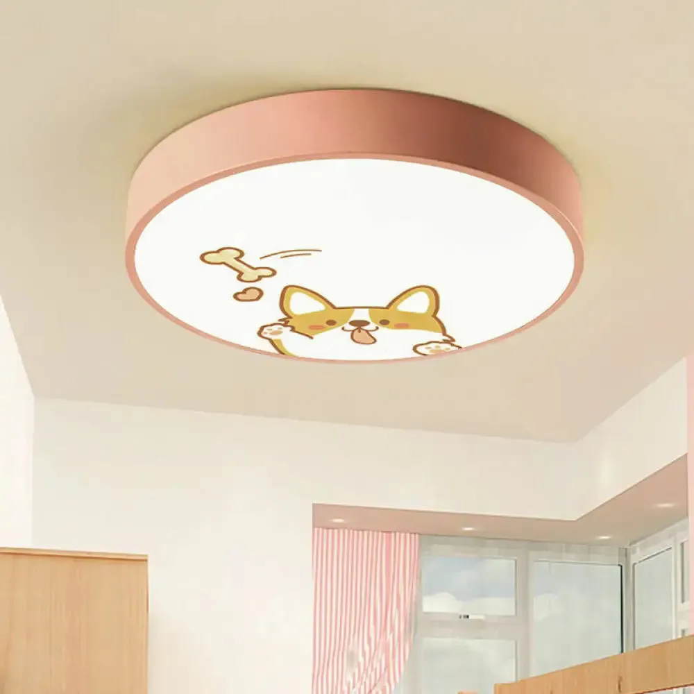 Fun Cartoon Pattern LED Flush Mount Ceiling Light for Kids' Bedrooms