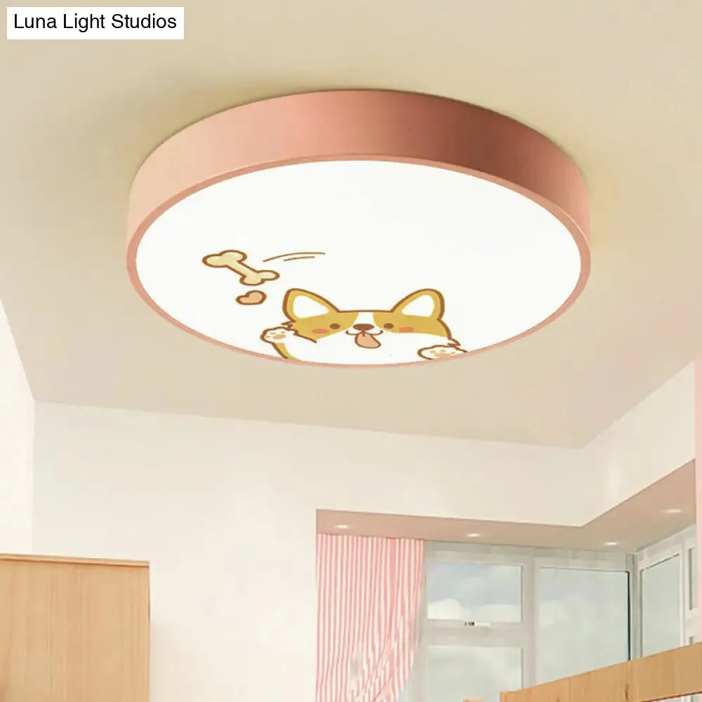 Fun Cartoon Pattern LED Flush Mount Ceiling Light for Kids' Bedrooms