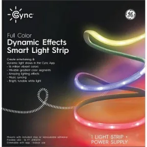 GE CYNC Dynamic Effects Smart LED Full Color Light Strip   Power Supply 16' Indoor