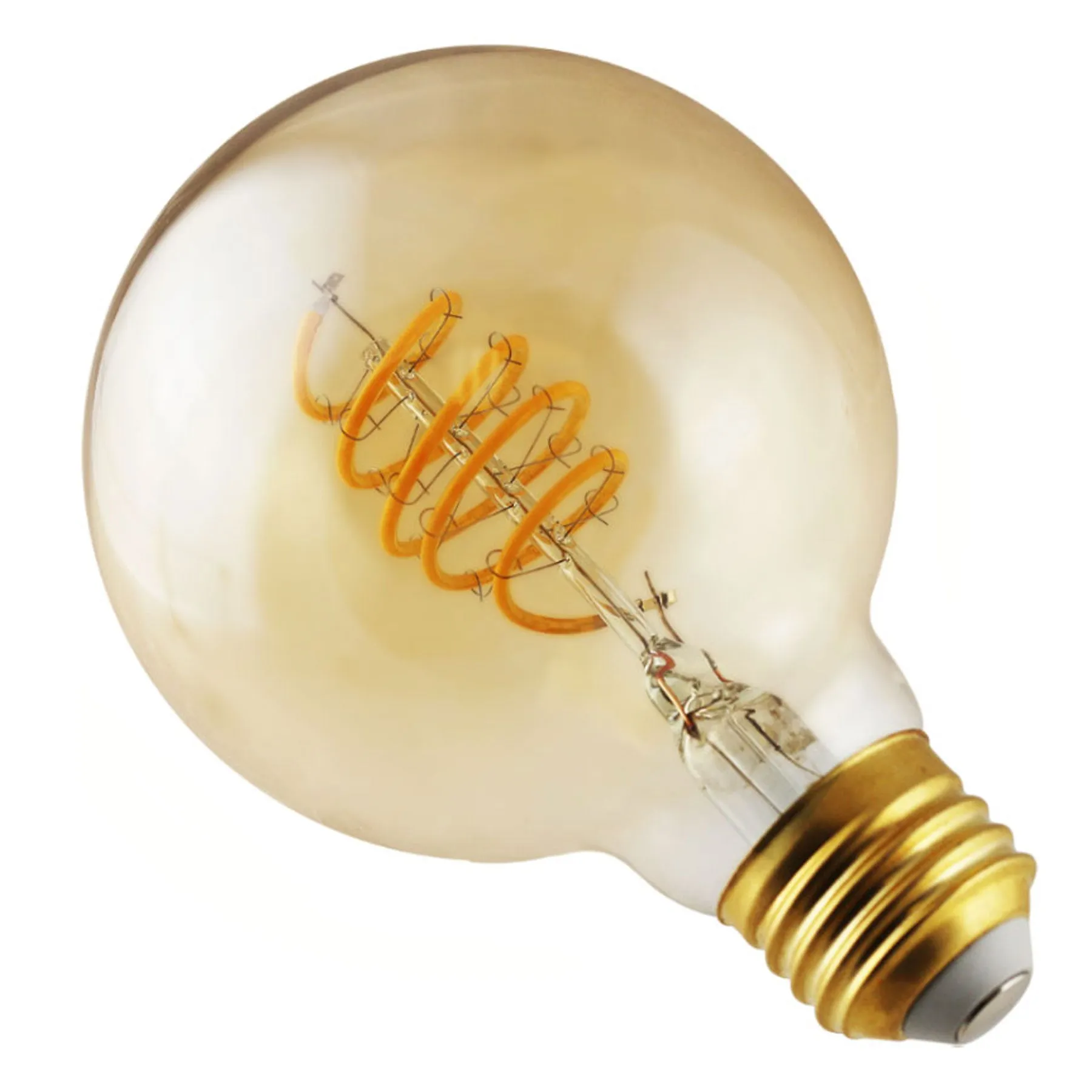 Globe G25 E26 Decorative Swizzle Filament Amber LED Light Bulb 2200K - 24 Pack