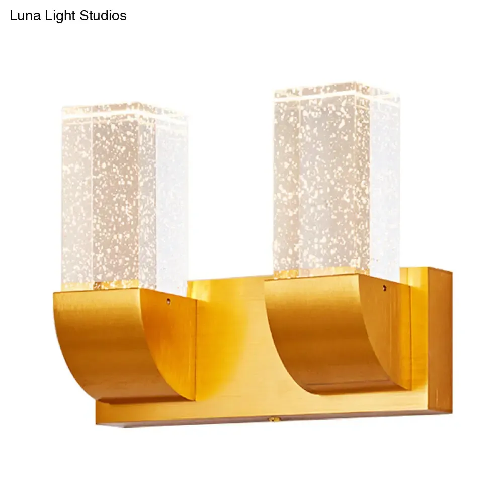 Gold Crystal LED Wall Sconce with Minimalist Rectangular Design - 2/3 Bulb Bubble Light