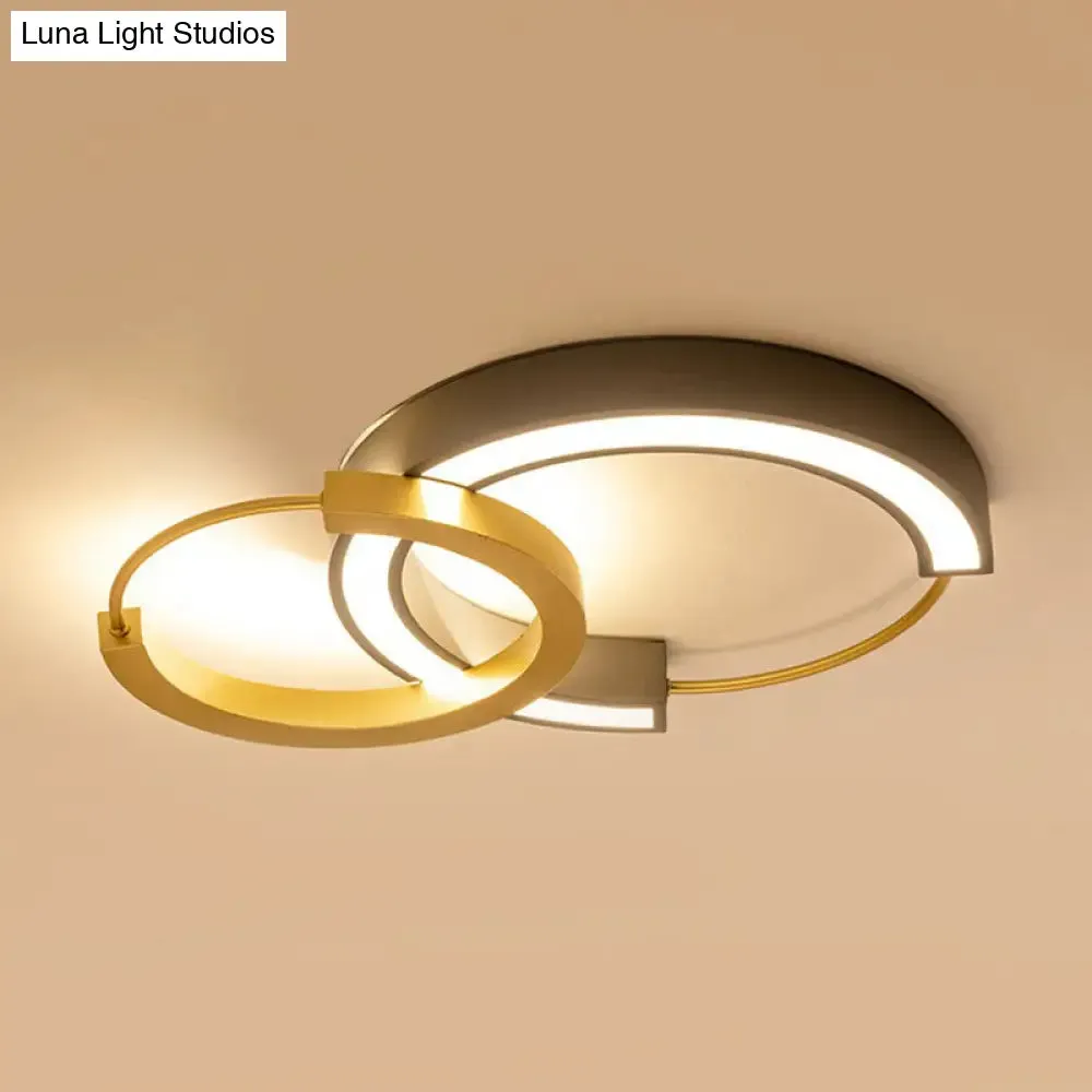 Gold Metal LED Flush Ceiling Light Fixture with Modern Style for Living Room