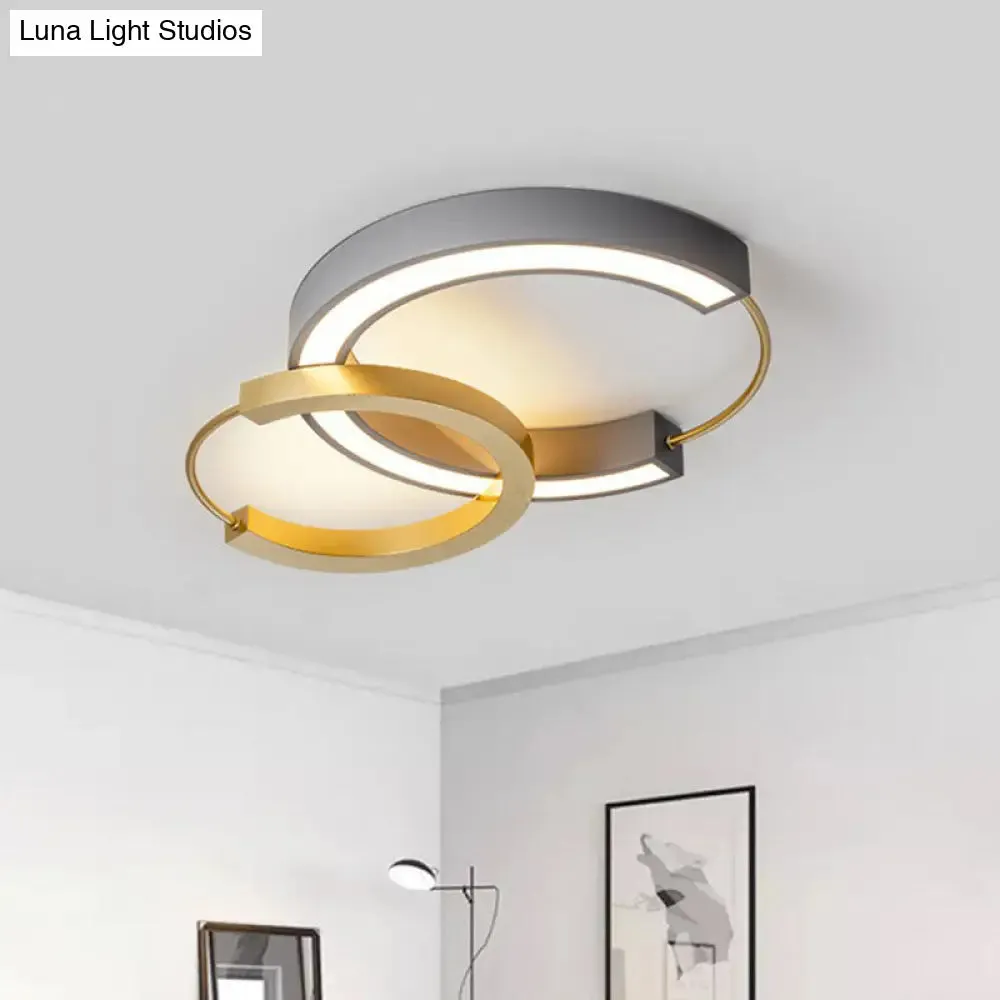 Gold Metal LED Flush Ceiling Light Fixture with Modern Style for Living Room