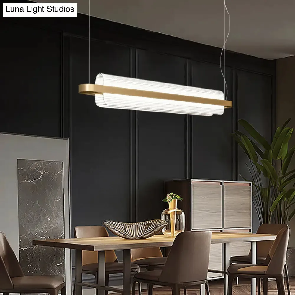 Gold Nordic Linear Island Lamp: Acrylic LED Pendant Light for Dining Room