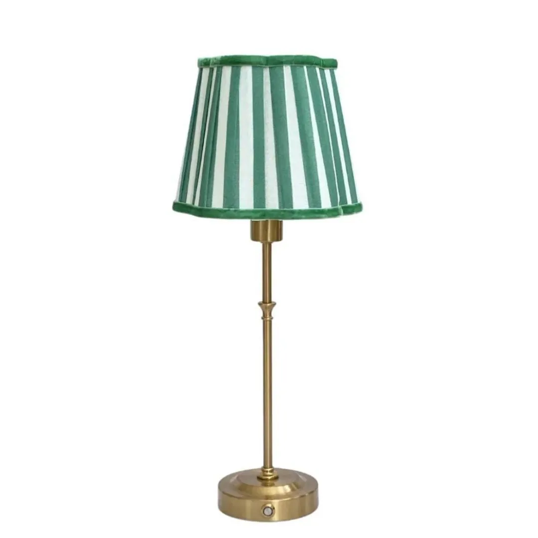 Green Stripe Scallop Shade USB Table Lamp