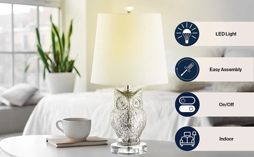 Hanna 19" Glass/Crystal LED Table Lamp