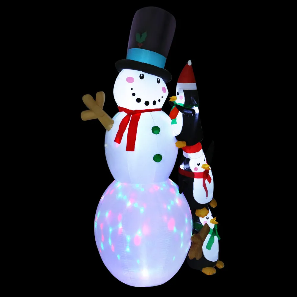 Illuminated Christmas Inflatable Snowman, Built-in LEDs - Jingle Jollys