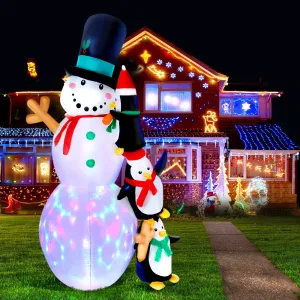 Illuminated Christmas Inflatable Snowman, Built-in LEDs - Jingle Jollys