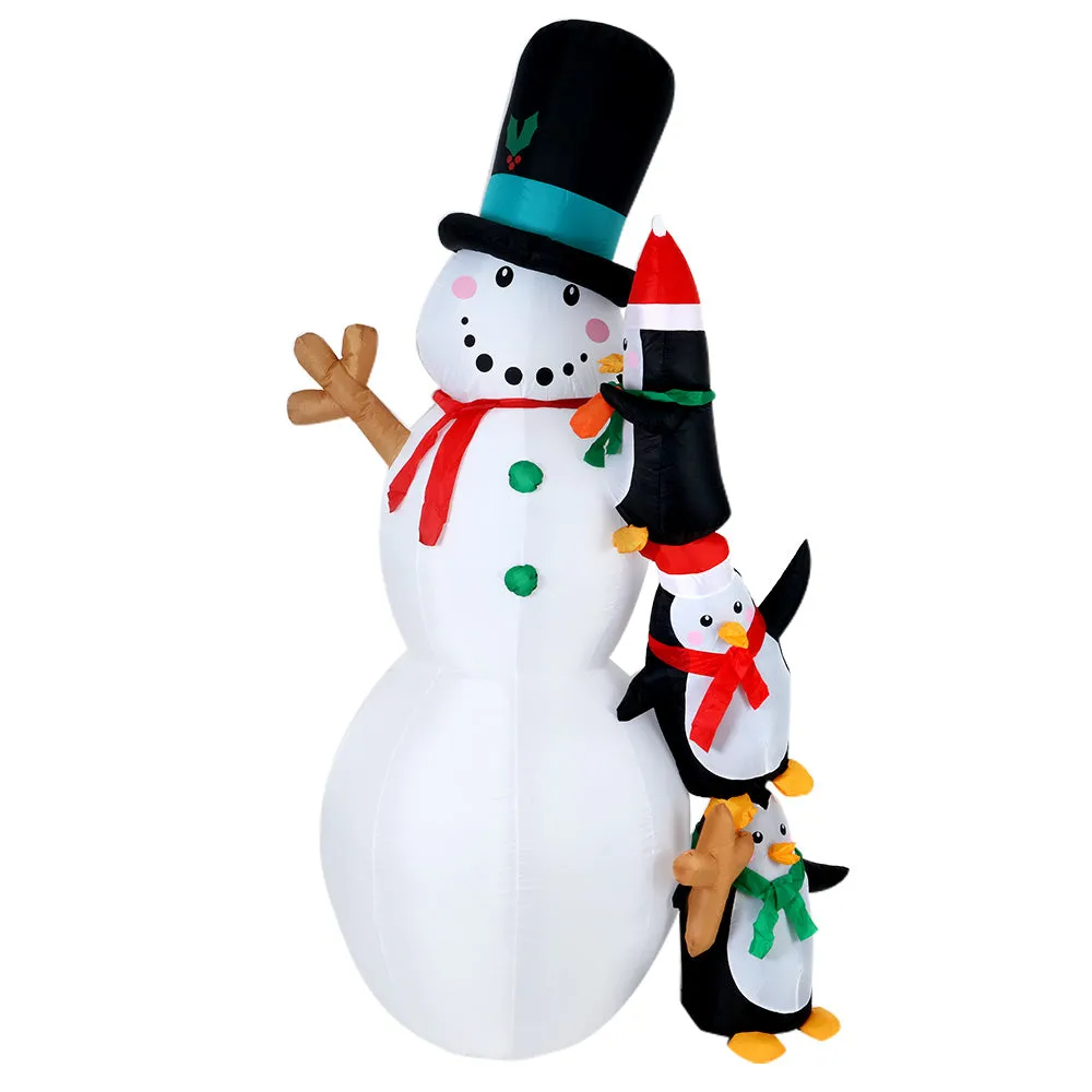 Illuminated Christmas Inflatable Snowman, Built-in LEDs - Jingle Jollys