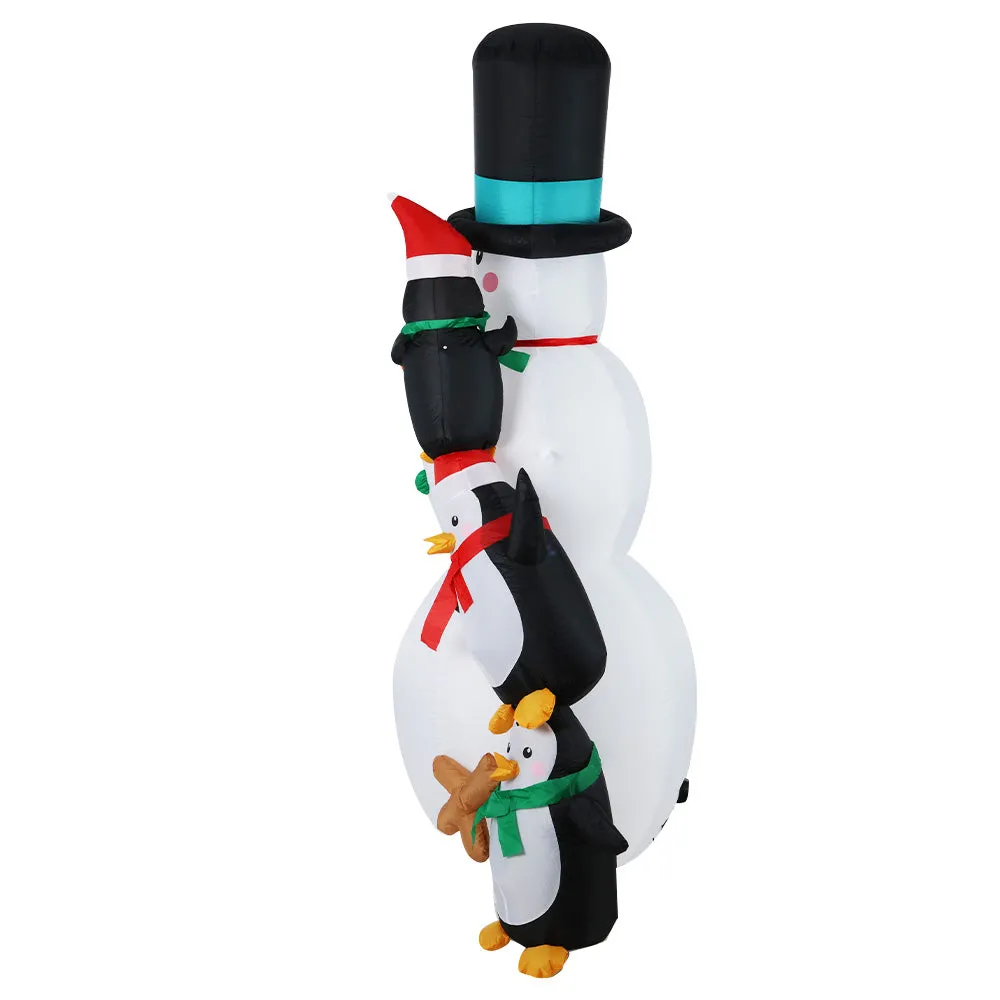 Illuminated Christmas Inflatable Snowman, Built-in LEDs - Jingle Jollys