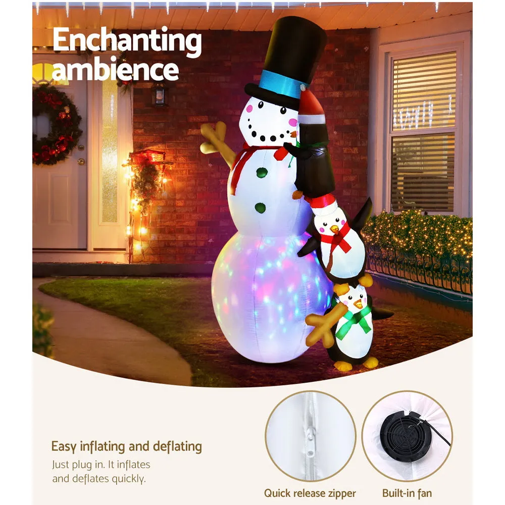 Illuminated Christmas Inflatable Snowman, Built-in LEDs - Jingle Jollys