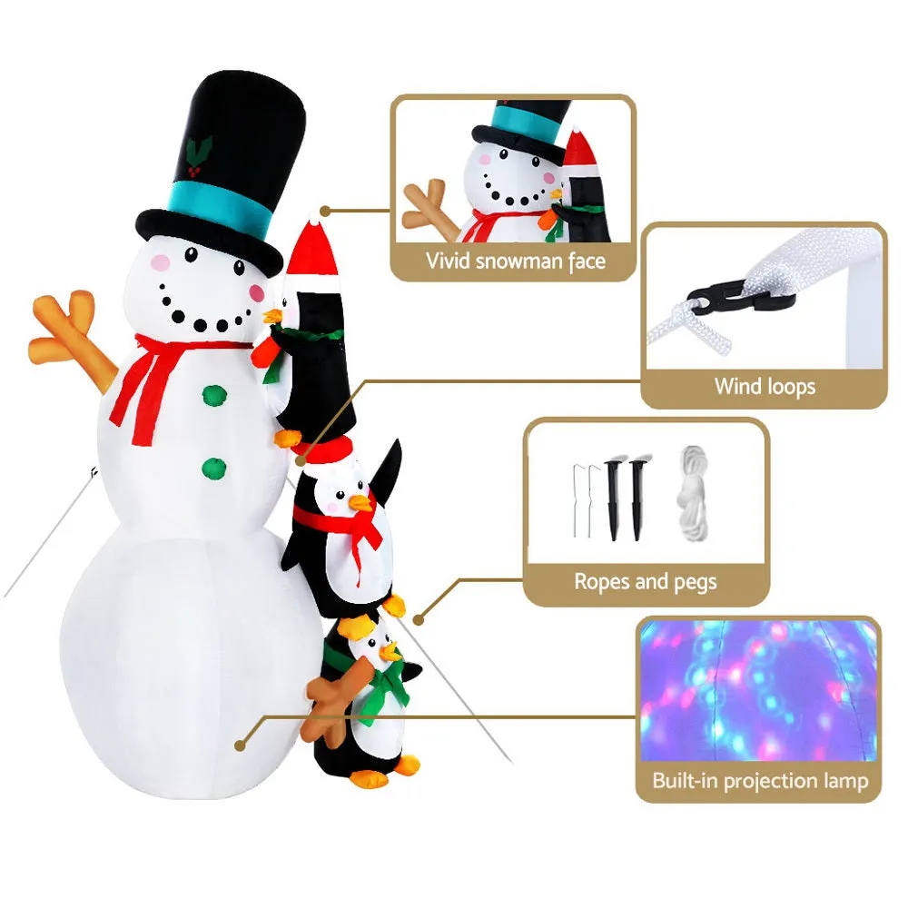 Illuminated Christmas Inflatable Snowman, Built-in LEDs - Jingle Jollys