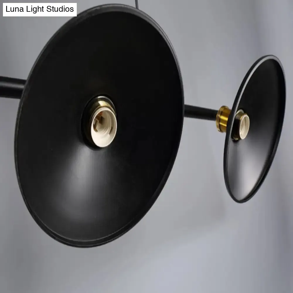 Industrial Black 3-Light Metal Island Pendant with Cone Shade - Perfect for Restaurant Lighting