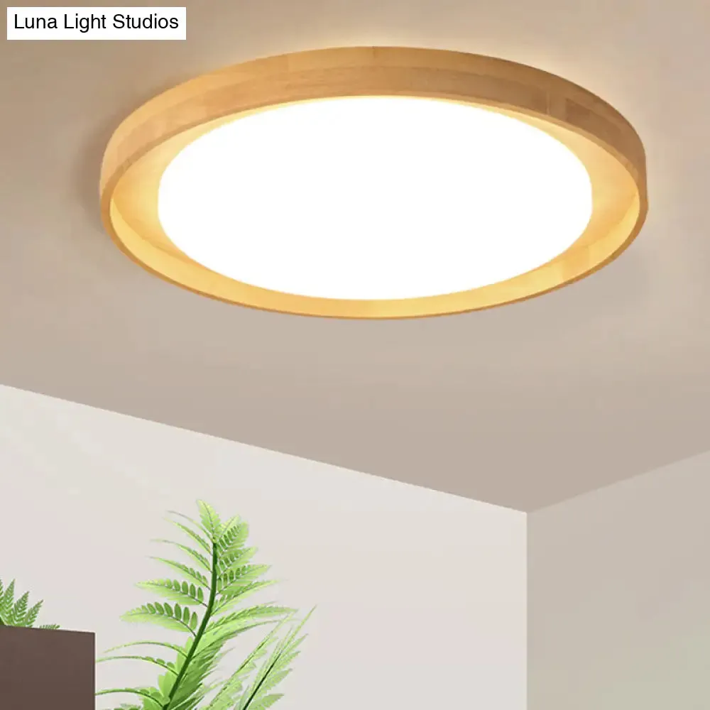 Japanese Style LED Wood Flush Ceiling Light for the Bedroom