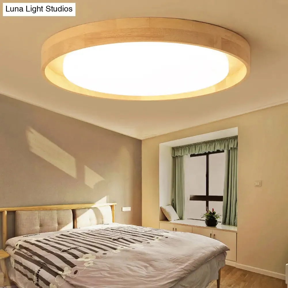 Japanese Style LED Wood Flush Ceiling Light for the Bedroom