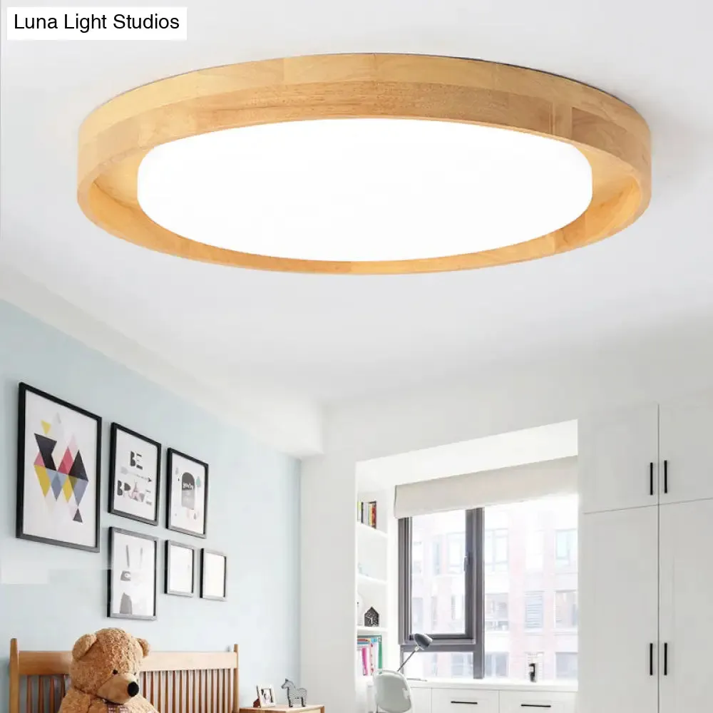 Japanese Style LED Wood Flush Ceiling Light for the Bedroom