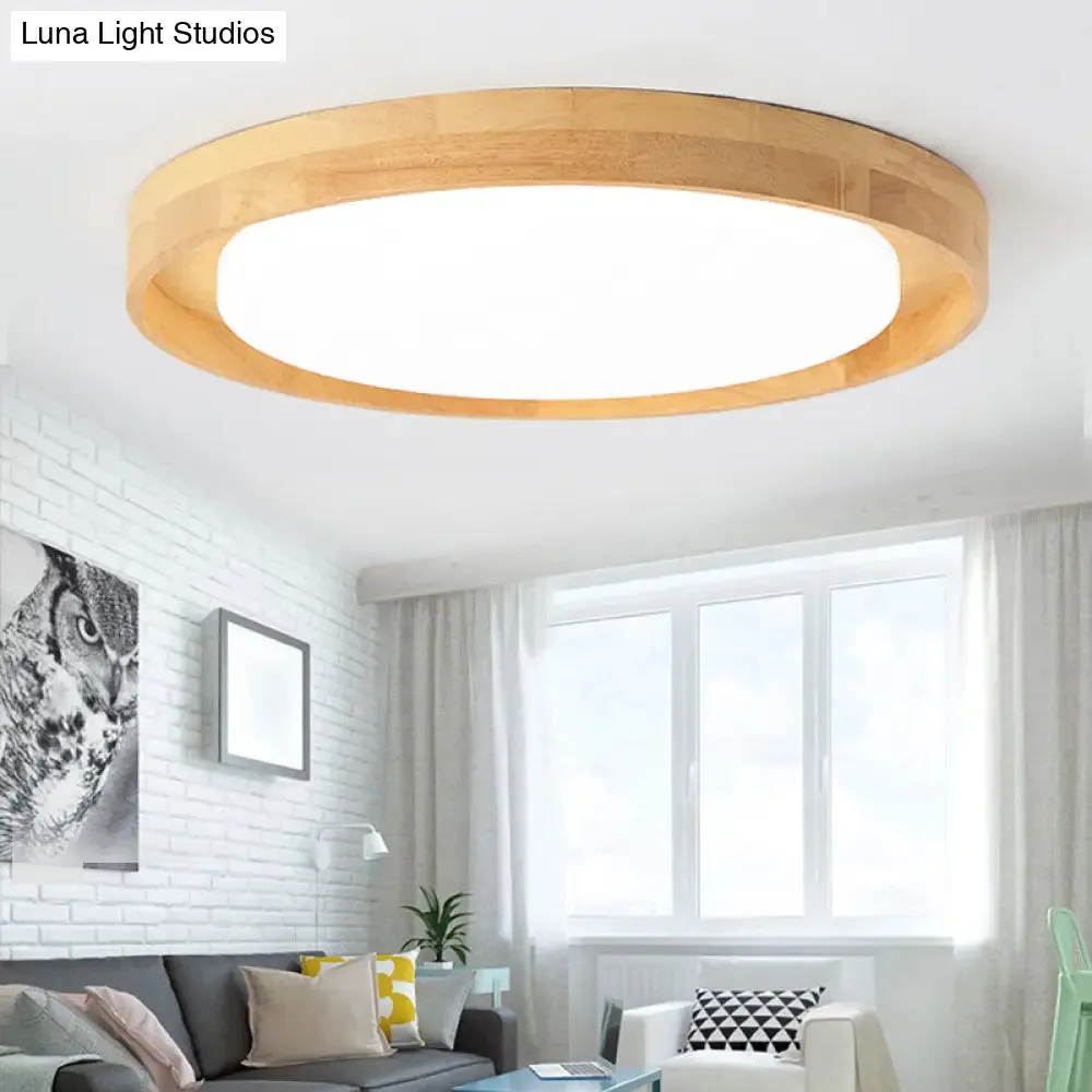 Japanese Style LED Wood Flush Ceiling Light for the Bedroom