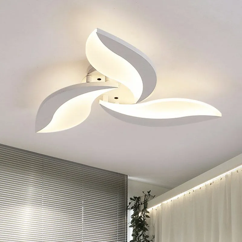 Leaf LED Semi Flush Acrylic Ceiling Light Fixture in White - Simple Style for Living Room