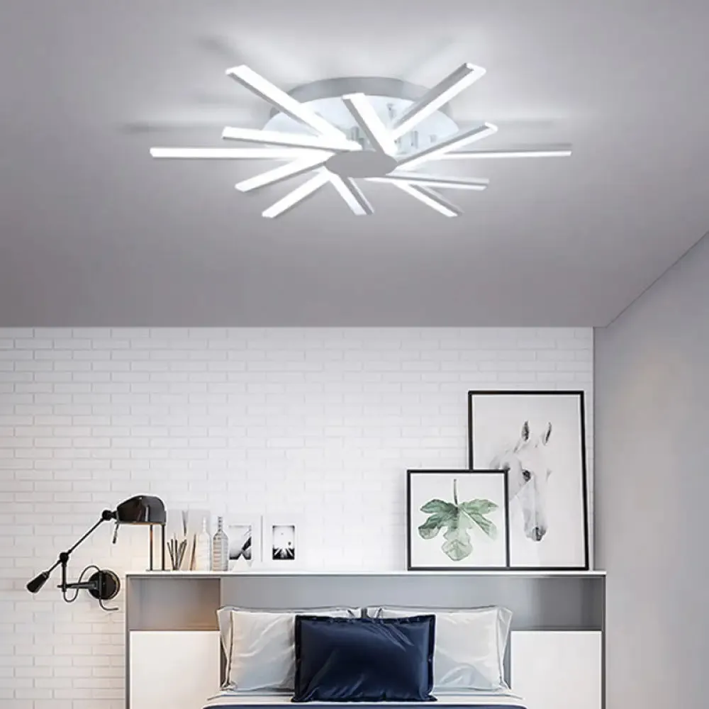 LED Acrylic Semi Flush Light for Living Room Ceiling in White