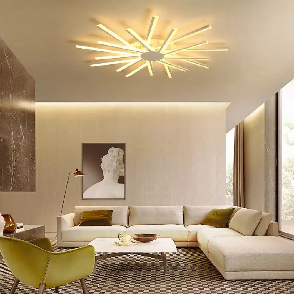 LED Acrylic Semi Flush Light for Living Room Ceiling in White