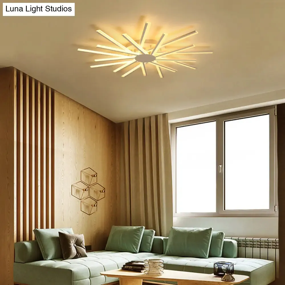 LED Acrylic Semi Flush Light for Living Room Ceiling in White