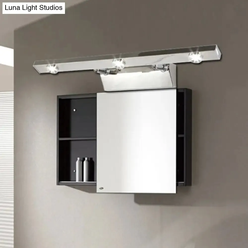 LED Bathroom Vanity Lamp with Stainless Steel Shade - Chrome Wall Light Fixture, Warm/White Light