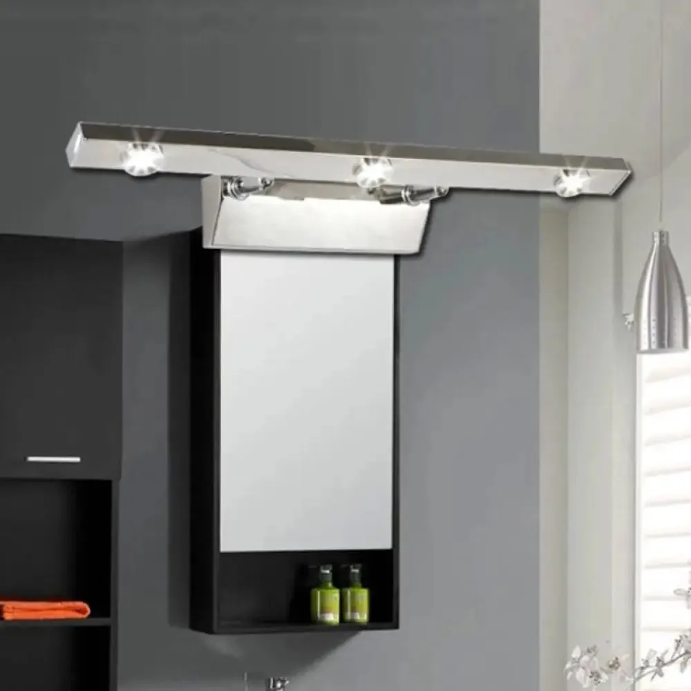 LED Bathroom Vanity Lamp with Stainless Steel Shade - Chrome Wall Light Fixture, Warm/White Light