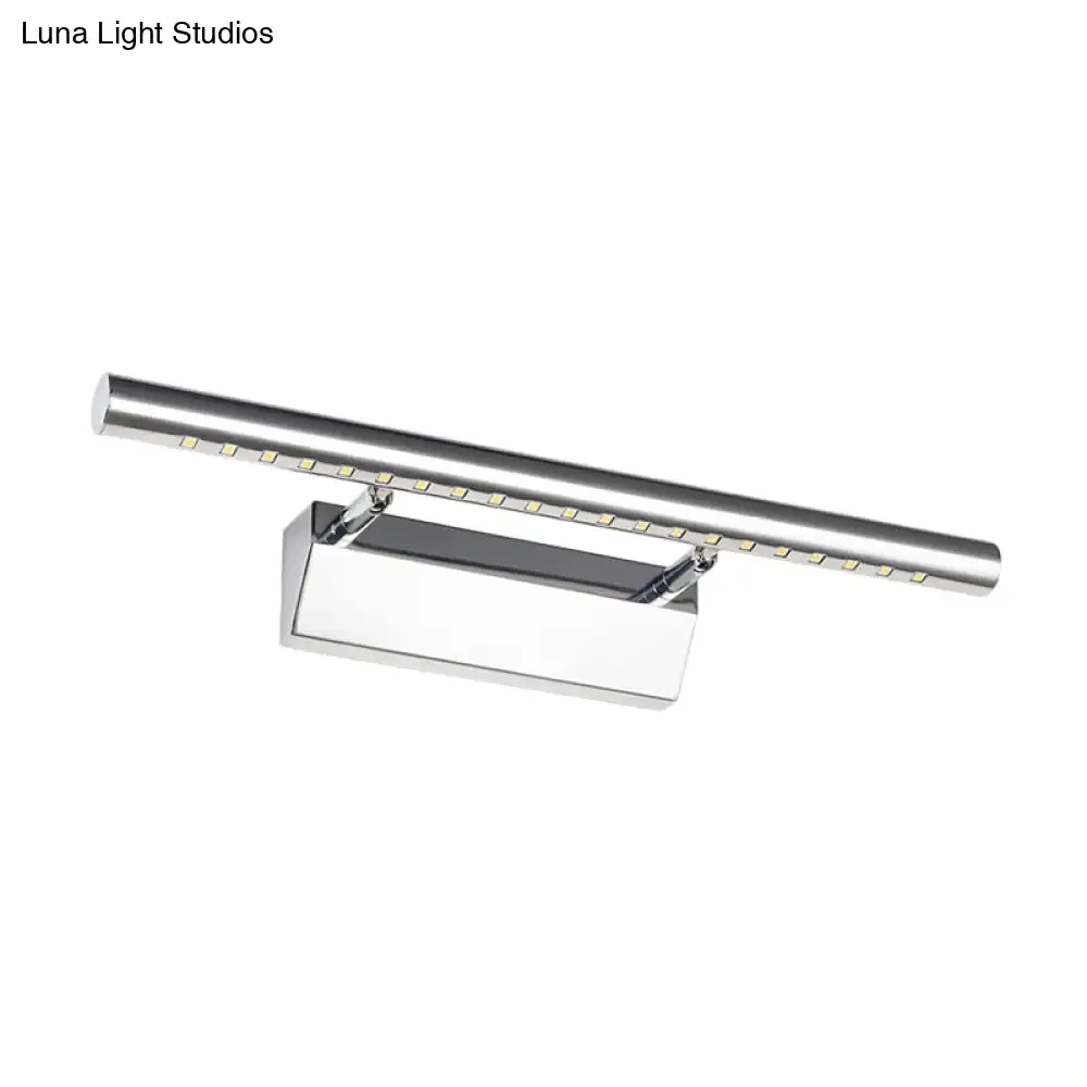 LED Bathroom Wall Lamp in Chrome - Cylinder Vanity Lighting with Warm/White Light, 10"/16" L