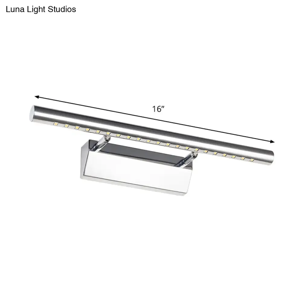 LED Bathroom Wall Lamp in Chrome - Cylinder Vanity Lighting with Warm/White Light, 10"/16" L