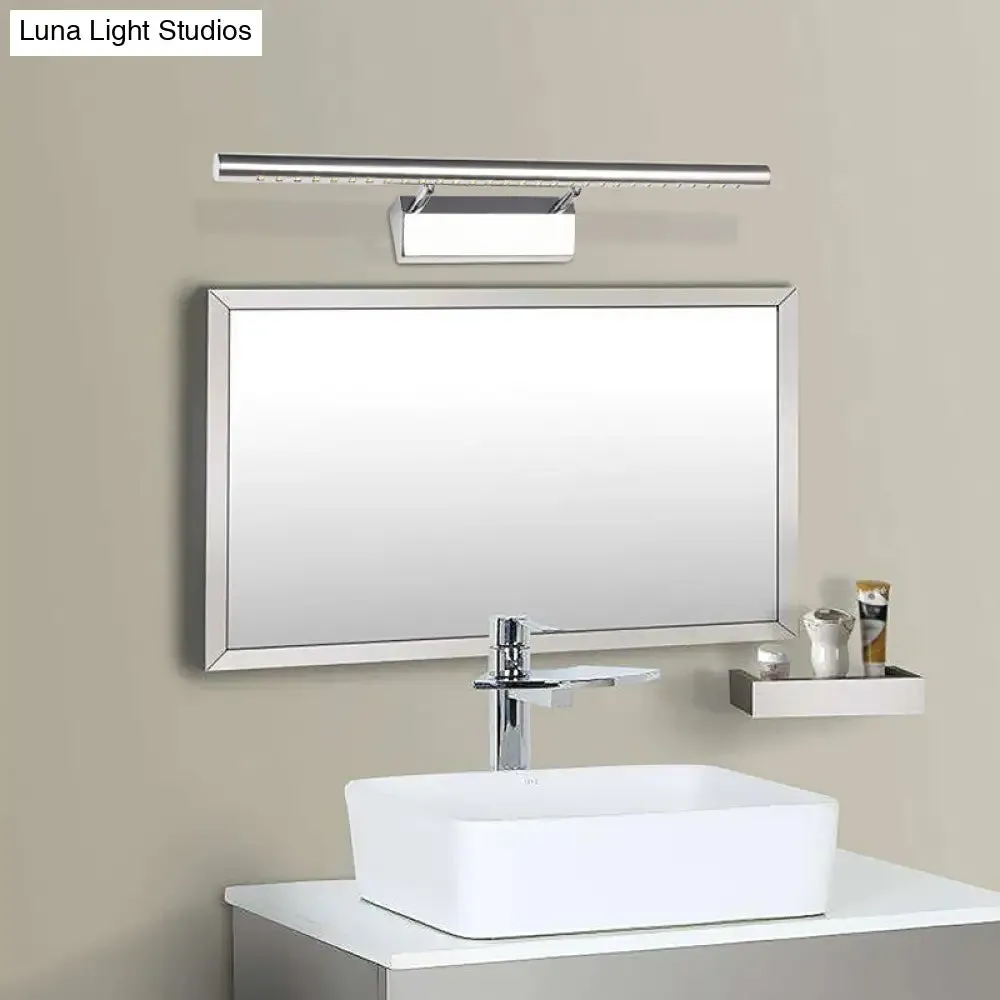 LED Bathroom Wall Lamp in Chrome - Cylinder Vanity Lighting with Warm/White Light, 10"/16" L