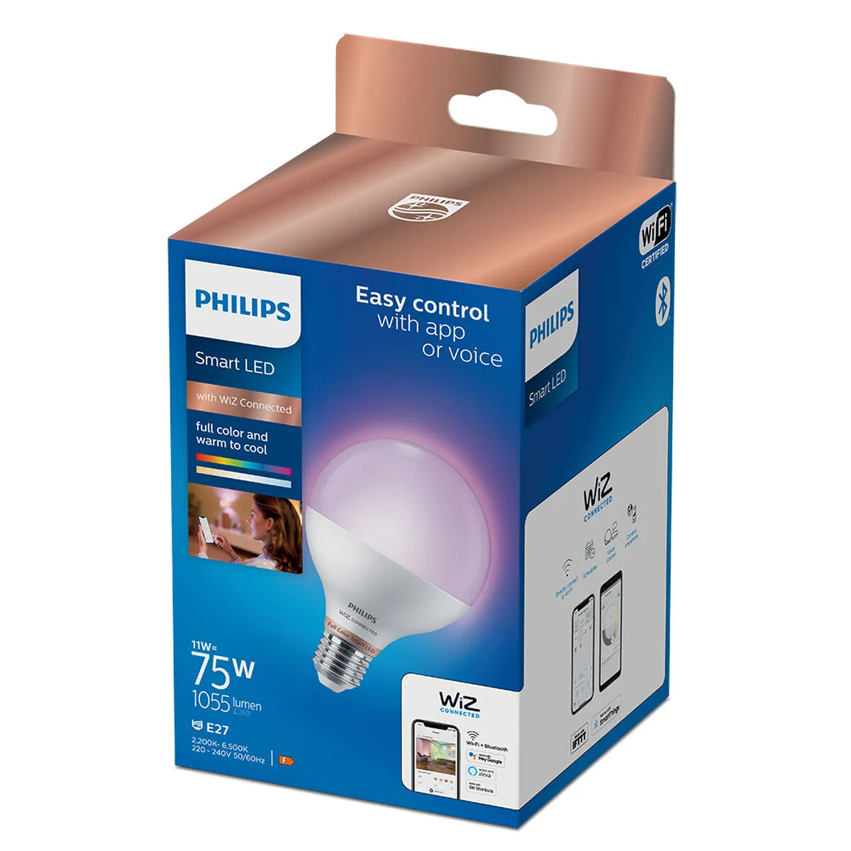 LED lamp Philips Wiz G95 Smart Full Colors F 11 W E27 1055 lm (2200K) (6500 K)