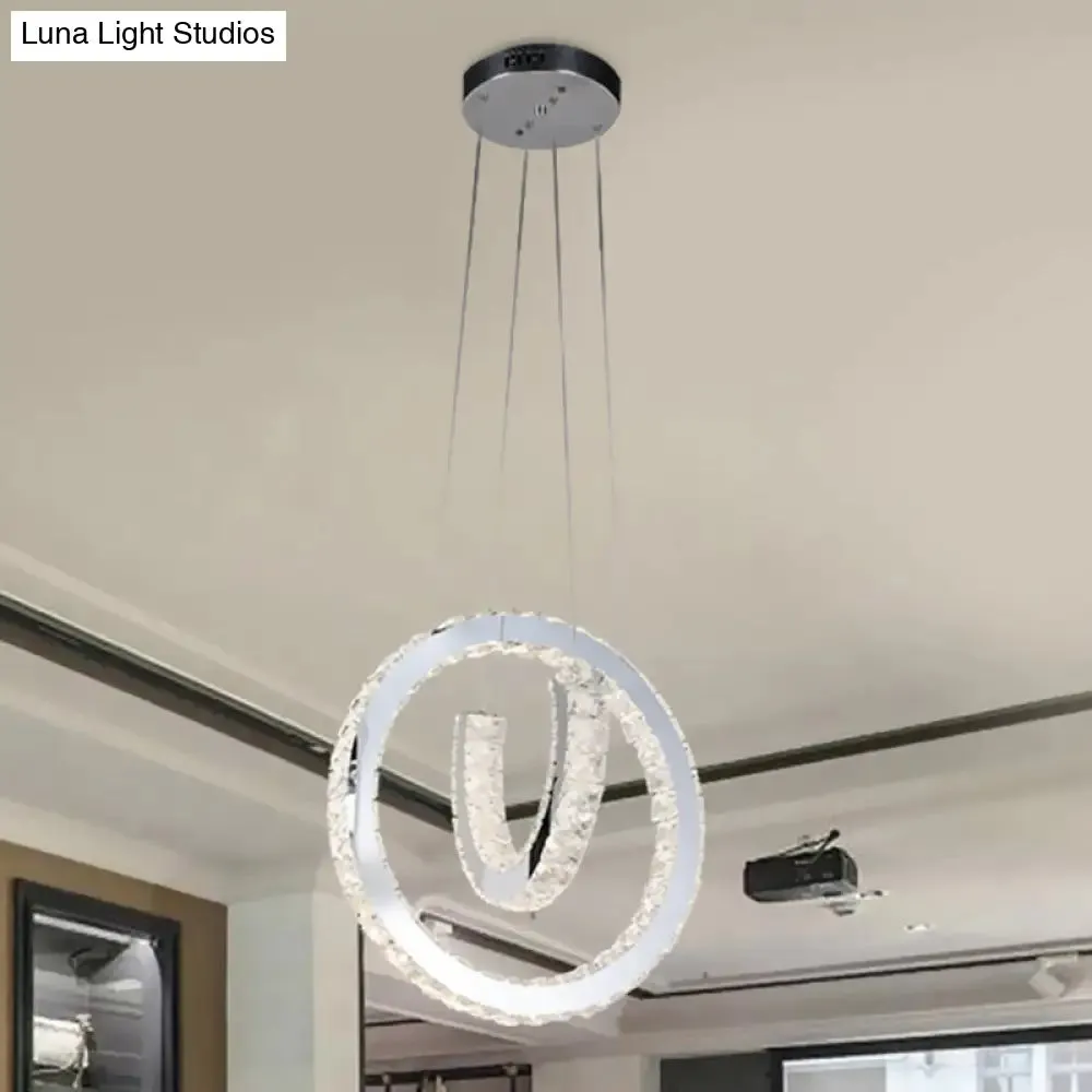 LED Stainless Steel Drop Pendant Crystal Chandelier Light