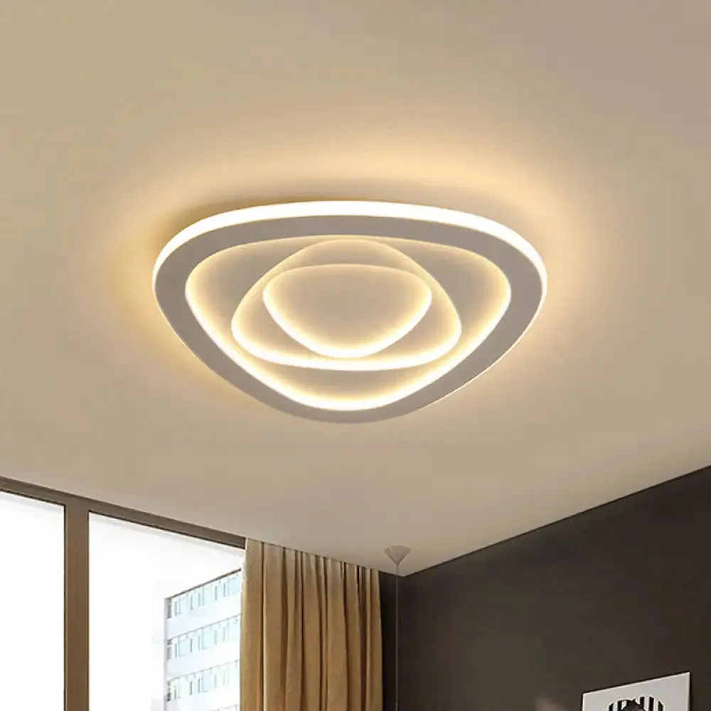 LED White Flush Mount Ceiling Lamp with Modern Acrylic Shade - 16"/19.5" for Bedroom