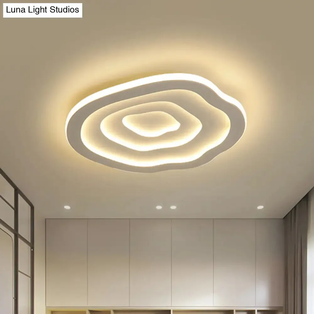 LED White Flush Mount Ceiling Lamp with Modern Acrylic Shade - 16"/19.5" for Bedroom