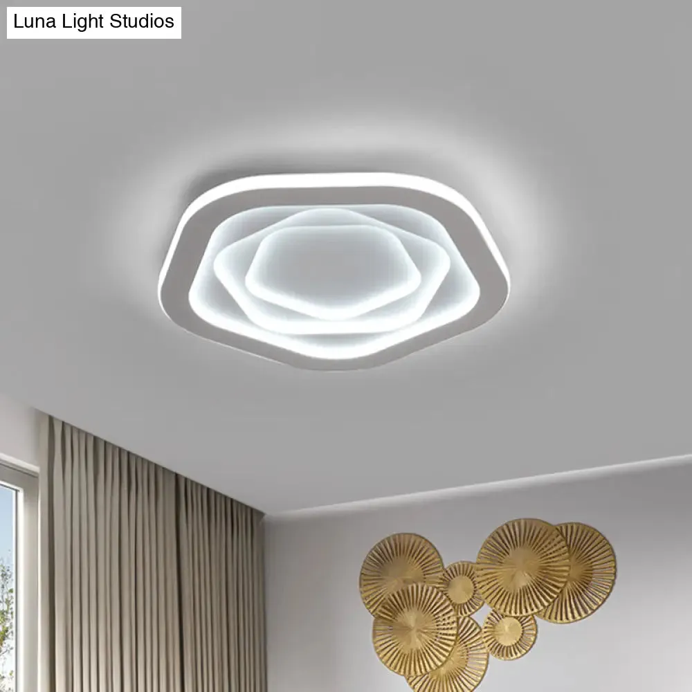 LED White Flush Mount Ceiling Lamp with Modern Acrylic Shade - 16"/19.5" for Bedroom