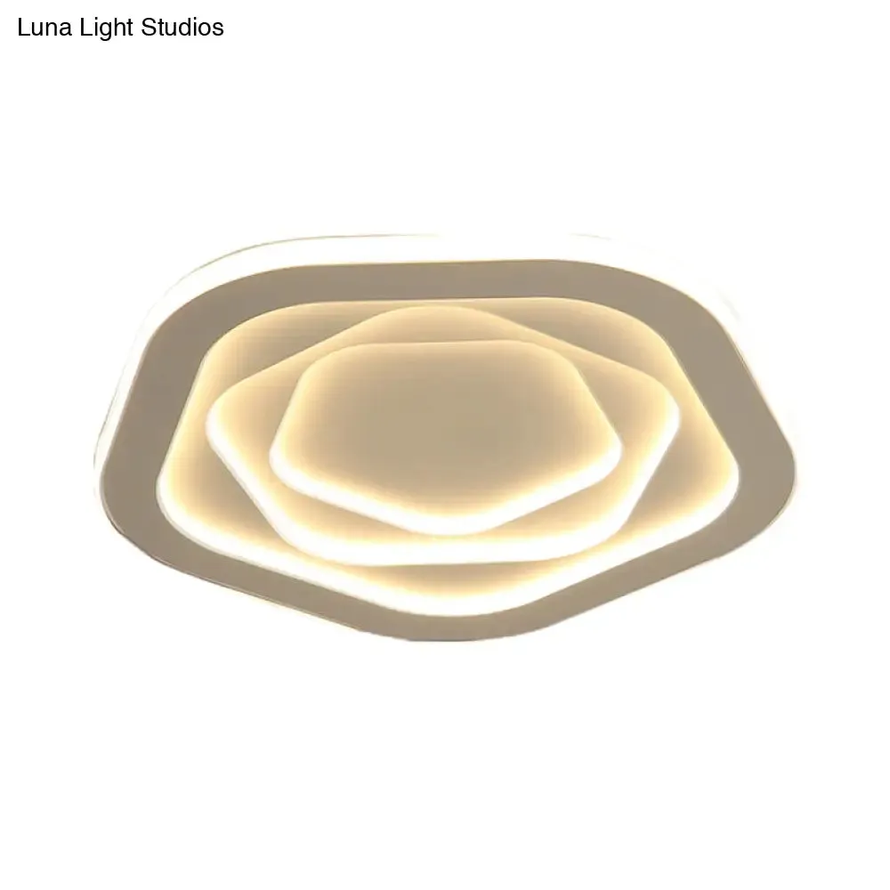 LED White Flush Mount Ceiling Lamp with Modern Acrylic Shade - 16"/19.5" for Bedroom