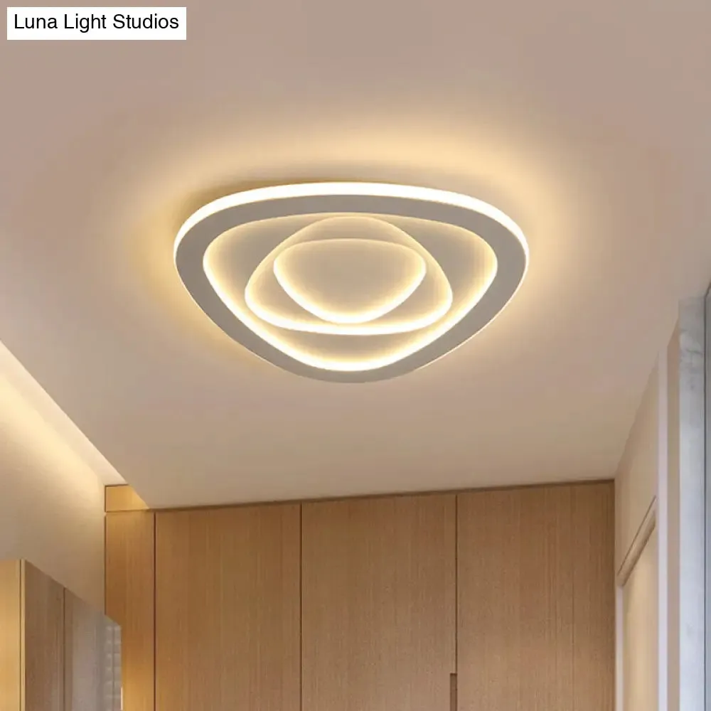 LED White Flush Mount Ceiling Lamp with Modern Acrylic Shade - 16"/19.5" for Bedroom