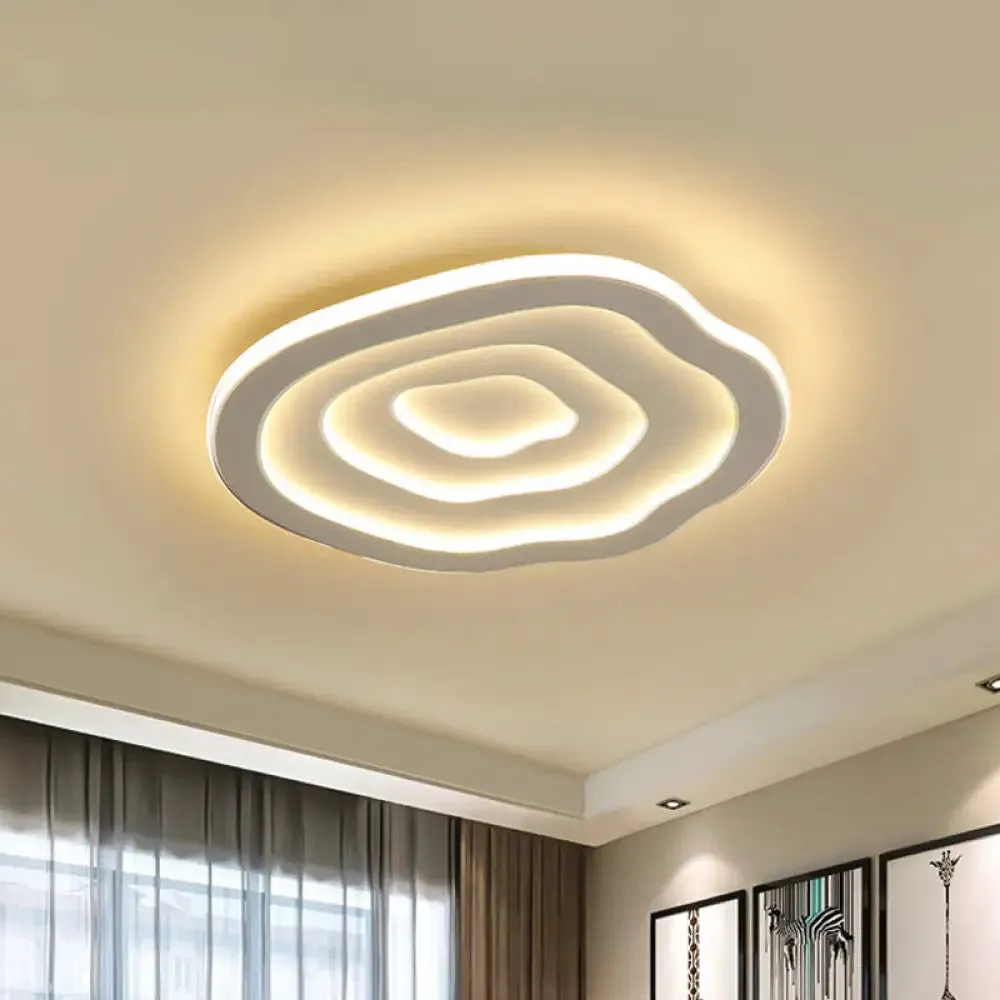 LED White Flush Mount Ceiling Lamp with Modern Acrylic Shade - 16"/19.5" for Bedroom