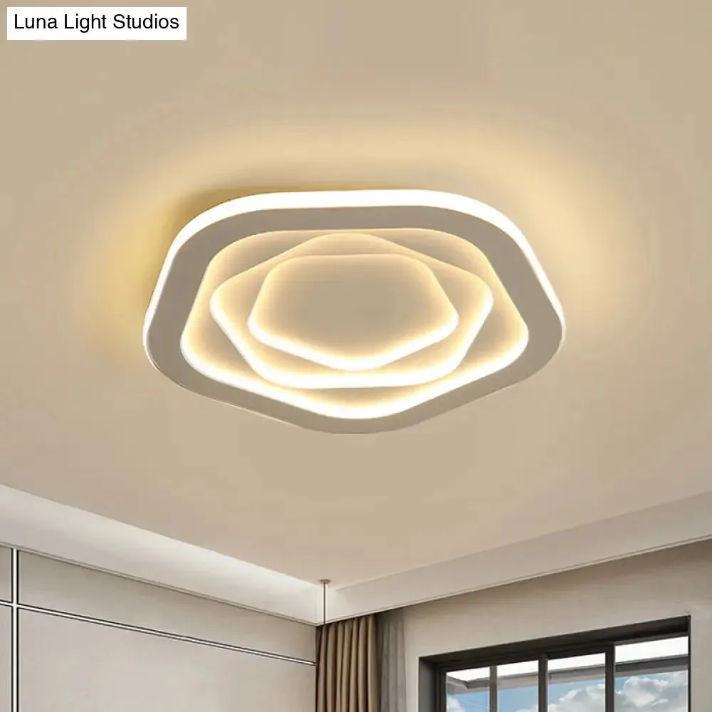 LED White Flush Mount Ceiling Lamp with Modern Acrylic Shade - 16"/19.5" for Bedroom