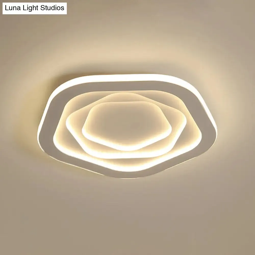 LED White Flush Mount Ceiling Lamp with Modern Acrylic Shade - 16"/19.5" for Bedroom