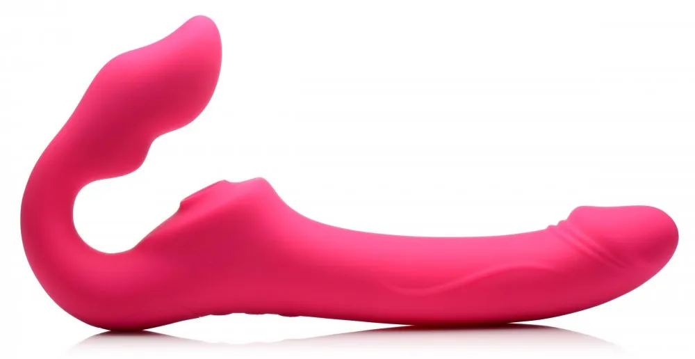 Remote-Controlled Strapless Strap-On with Licking and Vibrating Features