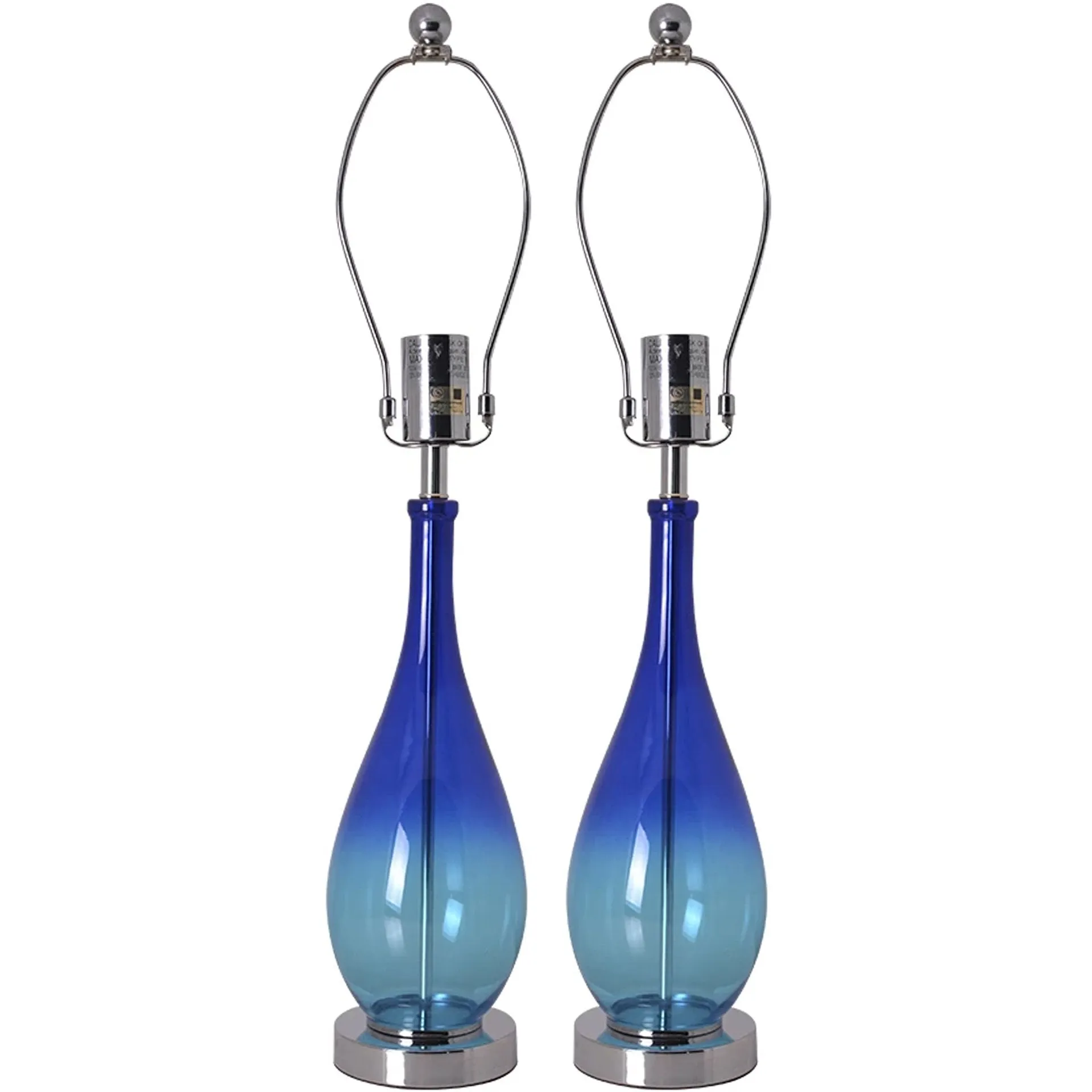 Lola Ombre Droplet Glass Table Lamp 28" - Blue Ombre/Creme (Set of 2)