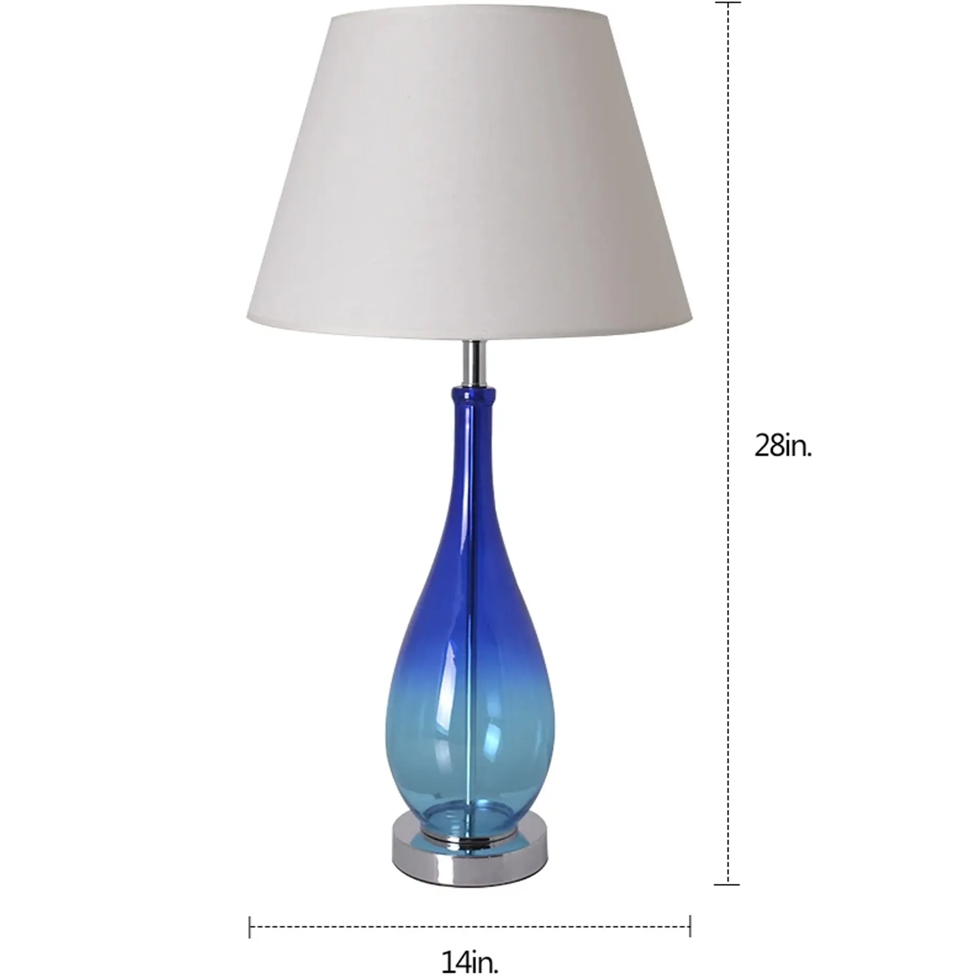 Lola Ombre Droplet Glass Table Lamp 28" - Blue Ombre/Creme (Set of 2)