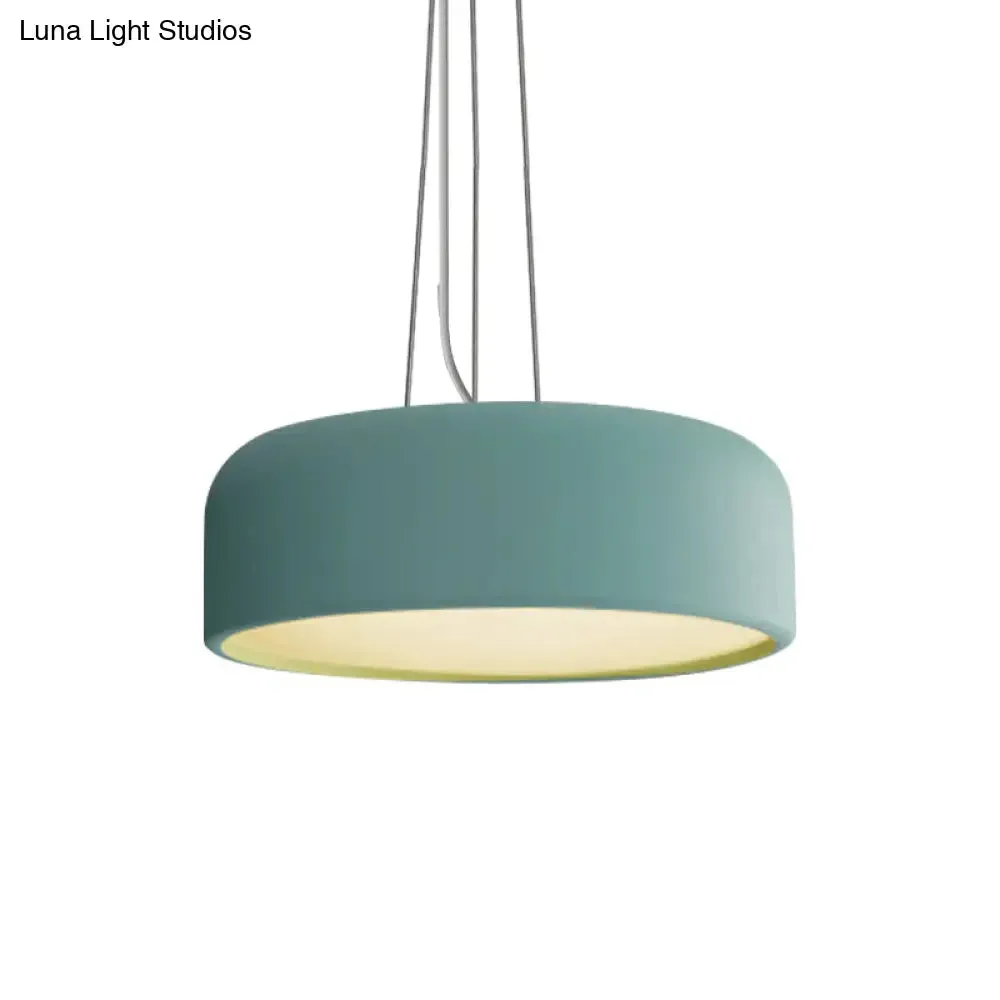 Macaron Single-Bulb Aluminum Pendant Lamp - Green/Textured White/Blue - Hanging Ceiling Suspension for Table