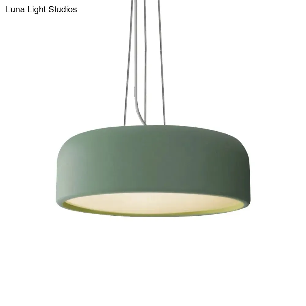 Macaron Single-Bulb Aluminum Pendant Lamp - Green/Textured White/Blue - Hanging Ceiling Suspension for Table